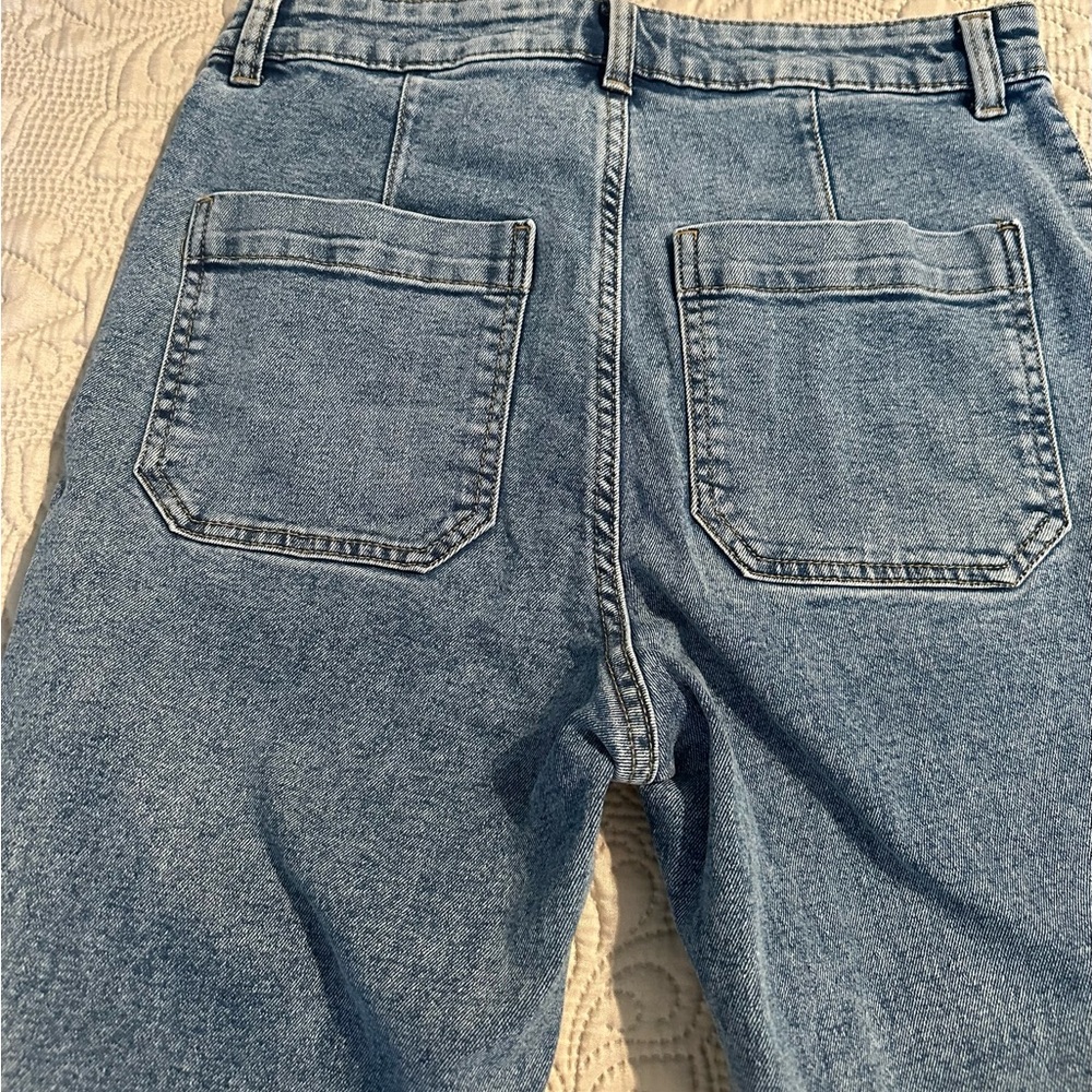 H&M Blue Denim Jeans with Braided Ruched Pocket Trim - Picture 5 of 6